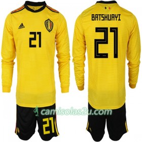 Camisolas de Futebol Bélgica BATSHUAYI 21 Criança Equipamento Alternativa Copa do Mundo 2018 Manga Comprida